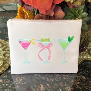 Pink Martini Cocktails Graphic Zip Pink Pouch/Clutch